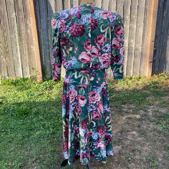 Vintage 80s 90s Lisa II Ltd Floral Cottagecore Lace Collar Dress Women’s M - Picture 4 of 14